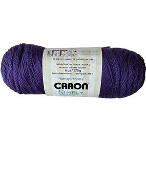 Caron Simply Soft Yarn GRAPE Purple 6oz 315yd Skein New Acrylic No Dye Lot